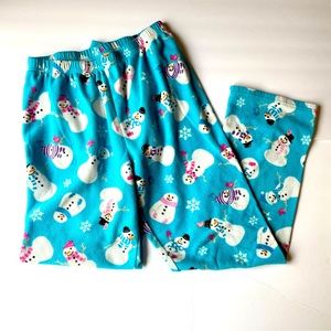 The Children's Place Pajama Pants Blue with Snowman Girls Size XL (14)